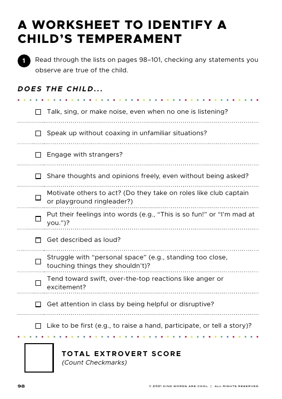 ID A CHILD'S TEMPERAMENT WORKSHEET preview